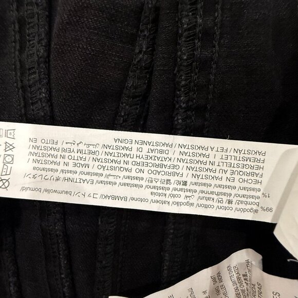 Zara Black Denim Corset Top Exposed Front Zipper Size XS Frayed Hem Strapless - Picture 9 of 9